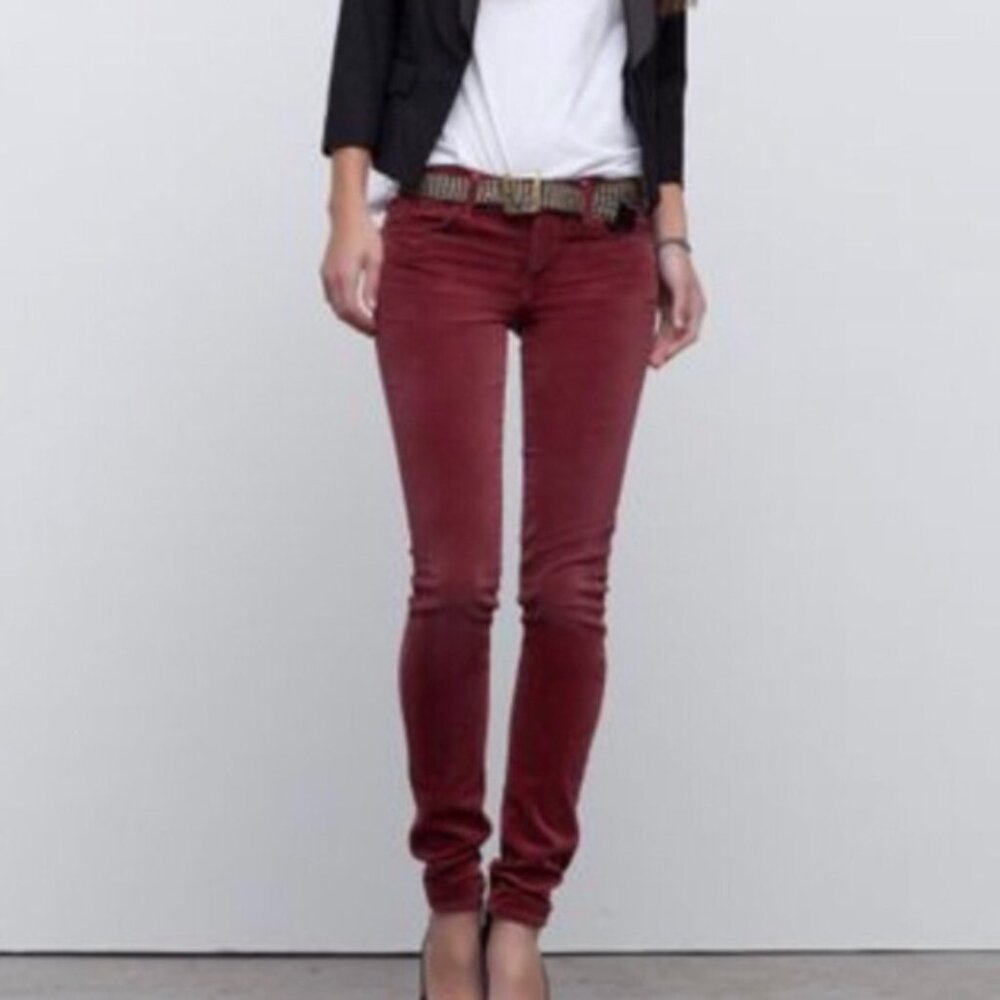 New Citizens of Humanity Avedon Cinnabar Rust Maroon Corduroy Skinny Jeans Pants